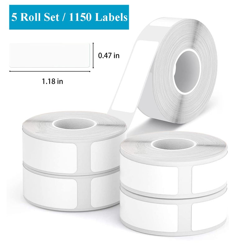 MTRSOCHO D30 Labels 1150 PCS Label Tape Replacement Compatible with Label Maker Model D30  0.47 x 1.18 Inches  Waterproof Adhesive Labeling Tape Print Paper  5 Rolls - Image 2